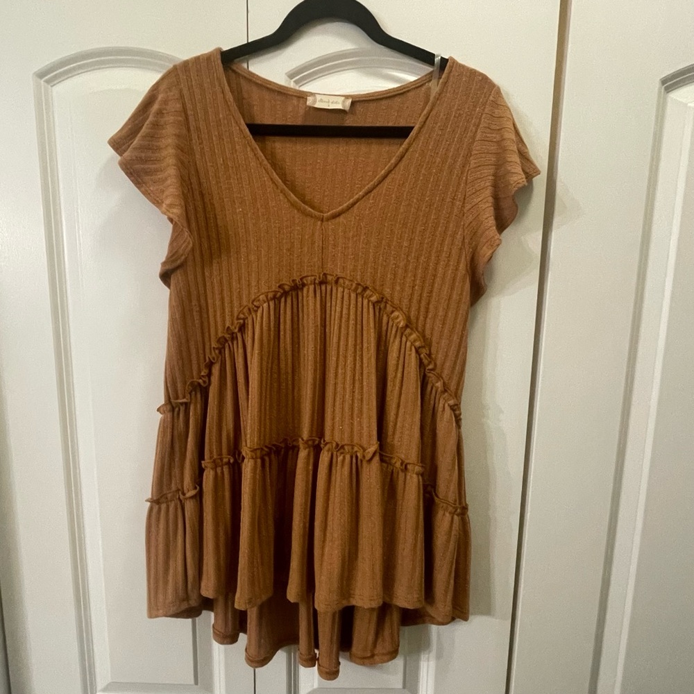 Altar'd State Mustard Ruffled Top